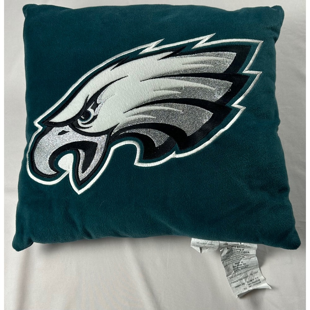 Philadelphia Eagles NFL Embroidered Logo Throw Pillow 16x16 Midnight Green Plush